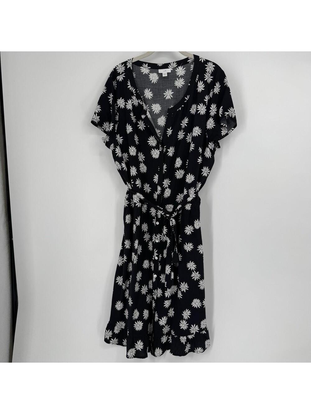 J. Jill Black Dress with White Daisy Print